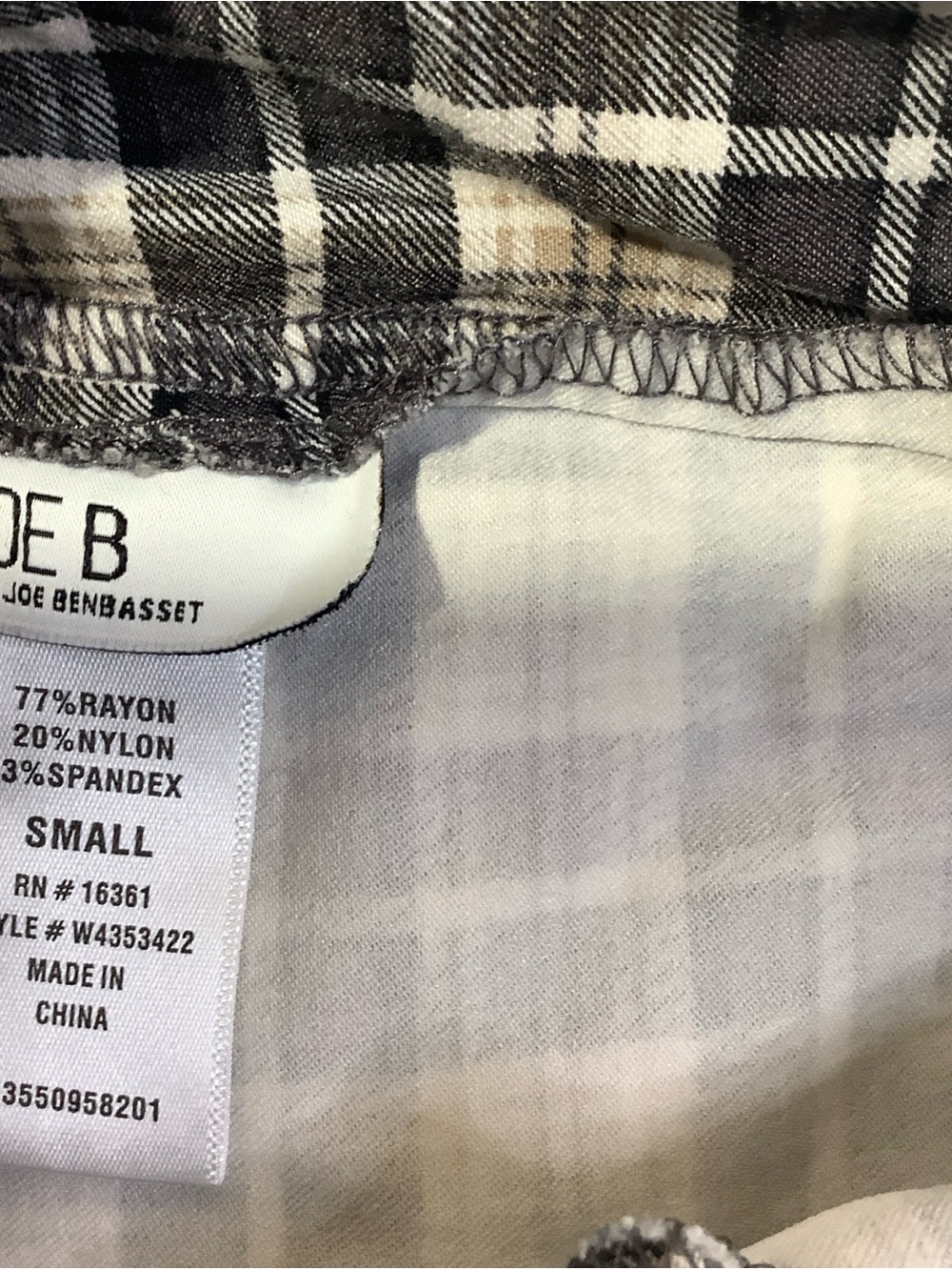Joe B Black, White & Tan Plaid Shirt